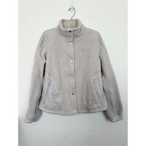 Lululemon Go Cozy Sherpa Fleece Snap Button Jacket Heathered Ceramic White Sz 8